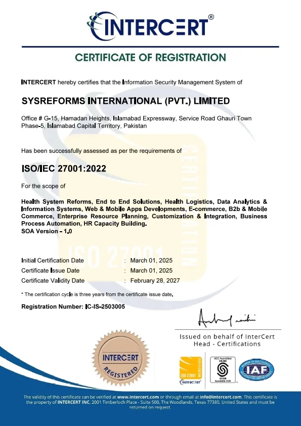 ISO/IEC 27001:2022 certificate of registration